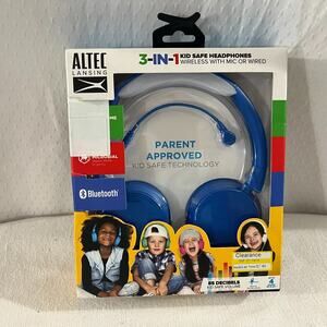 Altec Lansing 3-in-1 kid safe headphones Wireless/Wired w/mic- blue